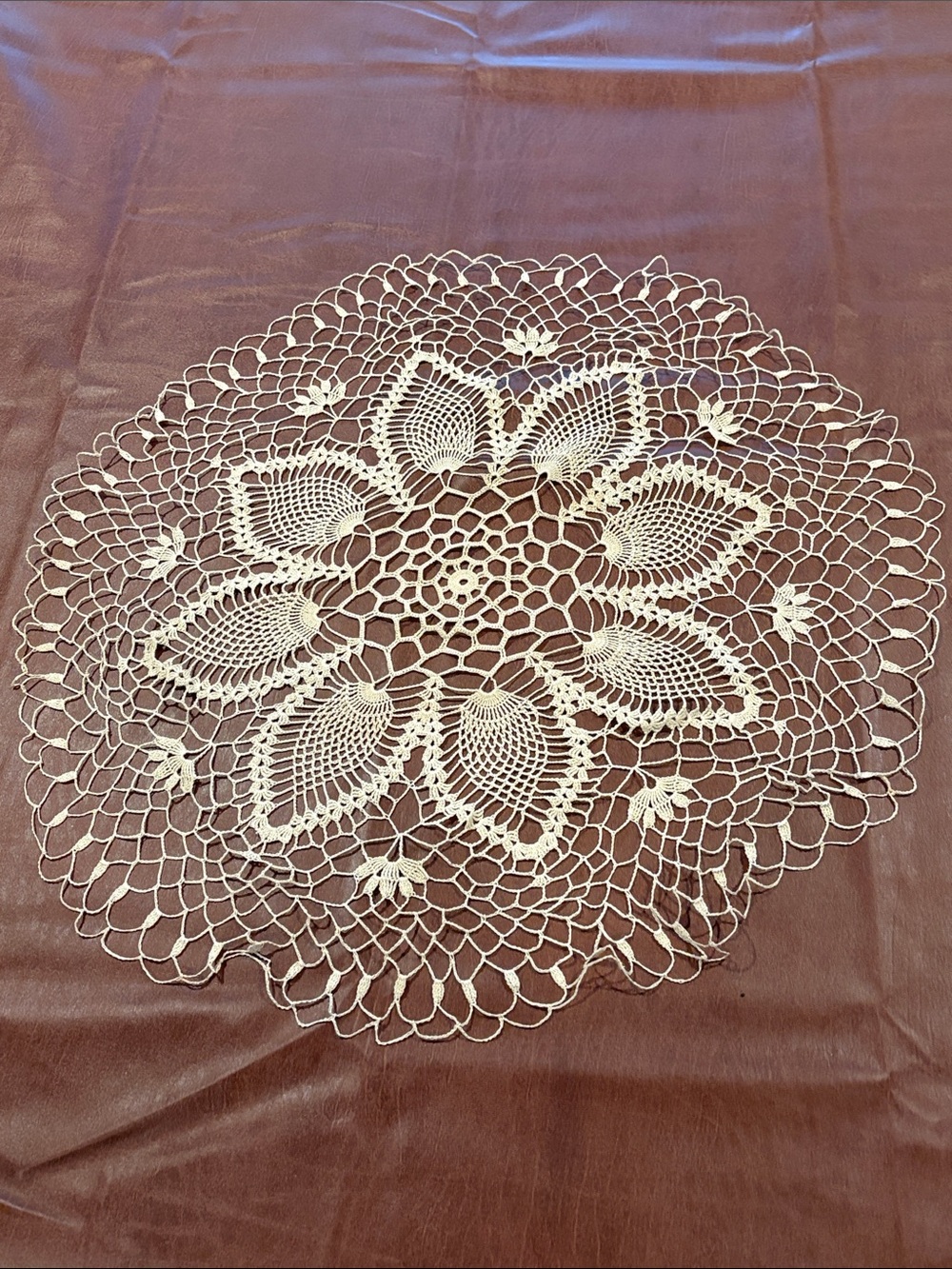 Handmade 23” Cream Crochet Doily - Decorative Table Accent